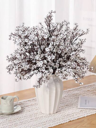 1/3 束仿真满天星花束，适用于婚礼装饰、逼真仿真植物装饰、春季装饰、室内外家居装饰，也适用于情人节、母亲节、户外花园插花、摄影道具、房间装饰、花瓶装饰、白色仿真花、生日派对、婚礼装饰