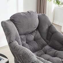 Fauler Stuhl Mit Ottoman, Modern Lounge Akzent Stuhl Mit Armlehnen Und Einer Seitentasche, Freizeit Polsterte Sofa Stuhl Lesestuhl Mit Fußlehne Für Kleinen Raum, Eckstuhl-Grau - Grey - View 5