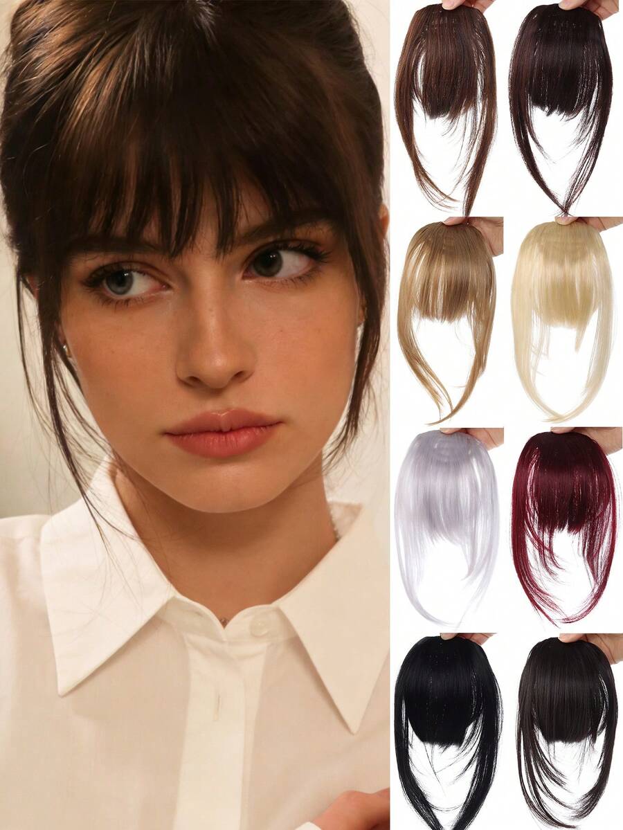 Poni Sintetis 6 Inci untuk Wanita, Cokelat, Hitam, Merah, Pirang, dengan Garis Rambut, untuk Pemakaian Sehari-hari - MultiWarna - View 1