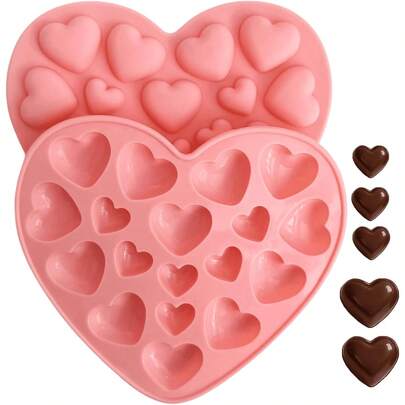 1/2 Pcs Heart Shaped Silicone Mold, 36 Cavity Silicone Chocolate Candy Jelly Mold Set, Non-Stick Reusable, Suitable For Jelly, Gummy, Soap And Candle Making, Valentine's Day Desserts