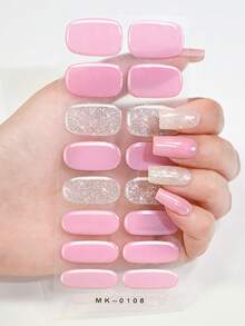 16 st. FUV-fria gelnagelfolier, rosa vinröda franska glittergelnagelremsor, inga UV-skador, skyddar naturliga naglar, enkla att använda, perfekta för alla hjärtans dag-klistermärken eller gör-det-själv-manikyrklistermärken för kvinnor - Multifärgad - Visa 13