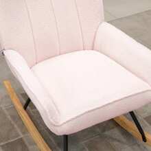 Pink Sherpa Fleece Upholstered Reclining Rocking Chair, Up To 150 Kg, Comfortable, 63 X 95 X 97 Cm - Pink - View 7