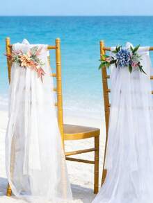 人造花环装饰、人造花卉婚礼拱门、仪式指示牌、婚礼椅饰、婚礼配件，适用于婚礼仪式、新娘送礼会、户外婚礼场地、餐桌、生日庆典、母亲节餐厅装饰。搭配薄纱面料，营造浪漫、简约、温馨的氛围。 - 彩色 - 查看 2