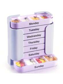 7天大容量便携式药盒 - 每周用药计划表、每日药盒、旅行药盒、药品收纳盒、药架、药品储存盒、旅行药包、药品储存袋、旅行药品收纳盒、户外急救包 - 彩色 - 查看 7