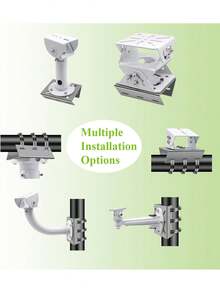 Paquete de 2 soportes de montaje en pared universales con 6 anillos, adaptador de montaje de varilla vertical de acero inoxidable, adecuados para cámaras de CCTV, cámaras domo PTZ, puntos de acceso AP interiores y exteriores y CPE de clientes. - A - Ver 4