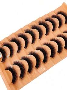 10 pares de pestañas postizas de visón natural suaves y esponjosas, set de maquillaje, extensión de pestañas de visón, pestañas cortas - Pestañas Ojos de Gato - Ver 8