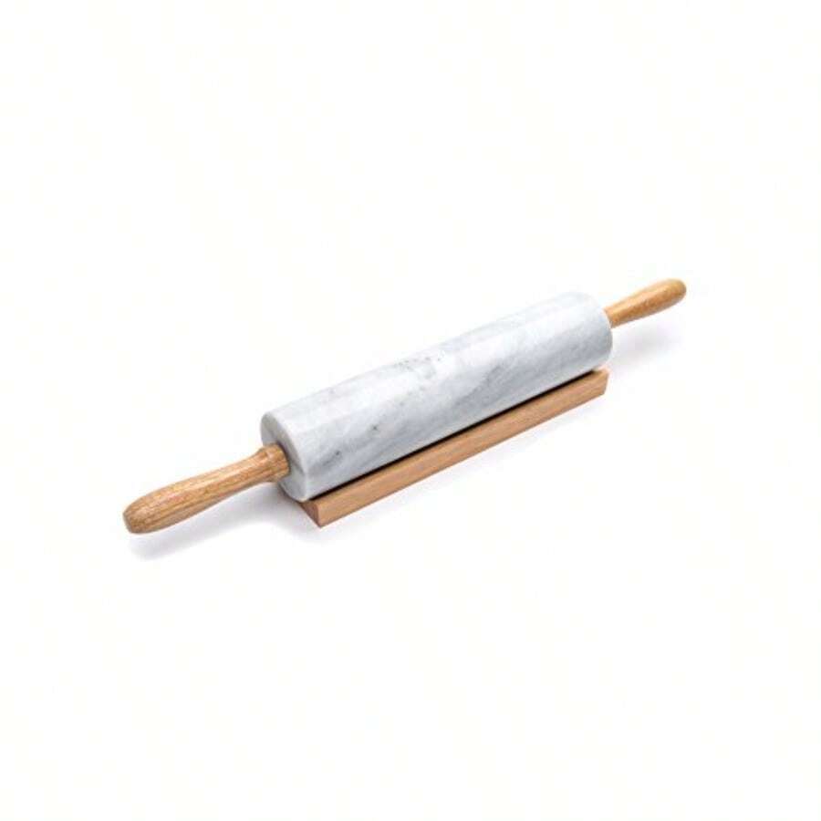 Ab RollersFox Run illo de Amasar de Marmol Pulido con Base de Madera Barril de 10 Pulgadas Blancorodillo rodillo - Blanco - Ver 1