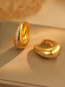 1对时尚奢华金属几何耳钉，适合少女日常及节日佩戴 - 幾何 - 查看 3