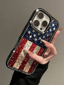 1 Piece Glitter American Flag Style Full Coverage Phone Case With Integrated Lens, Offering Enhanced Protection, Drop-Proof, Waterproof, And Scratch-Resistant Features. Compatible With IPhone 17 Pro Max/17 Pro/17/16 Pro Max/16 Pro/16/16 Plus/15 Pro Max/15 Pro/15/15 Plus/14 Pro Max/14 Pro/14/14 Plus/13 Pro Max/13 Pro/13/12 Pro Max/12 Pro/12/11 Pro Max/11 Pro/11. Designed For Your Beloved Phone - A Perfect Gift For Friends, Family, And Loved Ones, Also An Excellent Choice As A Present. It's Also An Ideal Valentine's Day Gift For Friends, Family, And Significant Others, A Great Gift Option, Must-Have For Sweet Girls, Suitable For Both Men And Women, And A Couple's Style. - Style1 (1PCS) - View 2