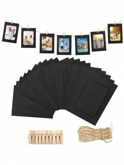 Khung ảnh giấy treo tường, thích hợp để trưng bày ảnh, bưu thiếp và thư viết tay. Giá trưng bày tự làm kèm kẹp và dây gai, khung giấy Kraft cho nhà cửa, văn phòng, đám cưới, kỷ niệm, sinh nhật, tiệc tùng, trang trí nhà cửa.