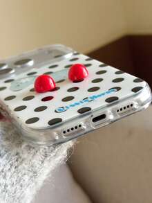 Minimalist Cute Polka Dot Pony Air Cushion Round Edge Phone Case Compatible With IPhone 17 16 15 14 13 - White - View 5