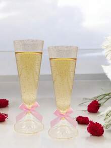 5oz Reusable Clear Plastic Champagne Flutes, Long Stem, Wedding Party Cocktail Glasses - Multiple Colors/random Styles - View 27