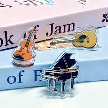 1pc Musical Instrument Pattern Clips, Acrylic Piano Guitar Violin Small Clips, File Folder Music Clips, Suitable For School, Office, File Folder Sealing, Back To School Ideal Gift, Clips Photo Card Holder - A - View 3