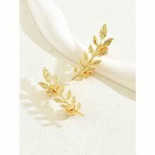 1 Pair Stylish Metal Wheat Ear Brooch, Suit Lapel Pin, Shirt Collar Decor For Men & Women - 黃金 - 查看 2