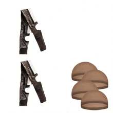 6件套假发固定带，含防滑头带、可调节蕾丝假发带（带硅胶条）和4个发网，适合女性使用。 - 彩色 - 查看 10