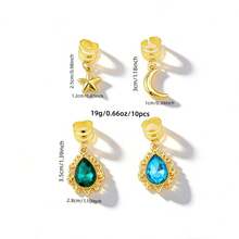 10个宝石月亮星星几何图案编织发圈。编织发饰。适合节日、约会和斋月佩戴。 - 彩色 - 查看 6