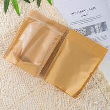 10pcs Brown Kraft Paper Bags, Front Transparent Zipper Design, Reusable Sealed Bags Suitable For Nuts, Coffee, Tea, Candy, Food Storage Packaging, Kitchen Accessories, Kitchen Essentials, Food Storage Organization, Kitchen Storage - Brown - View 6