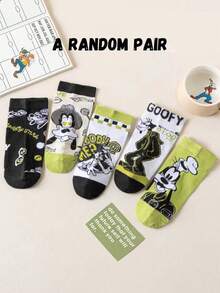 Disney 5双装男女通用袜子，米奇、米妮、唐老鸭、黛丝主题，透气舒适，时尚新奇袜子，夏季礼物 - 彩色 - 查看 13