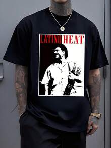The Tattoo Represents The Strength, Power, And Style Of The Wrestler Latino Heat, Known For His Ferocity In The Ring And His Iconic Stage Presence, A Symbol Of Perseverance And Determination For All Athletes Seeking Victory. Men's Sports T-Shirt, 220g - 黑色 - 查看 1