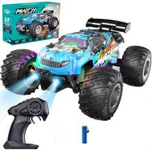 1pc 2WD Off-Road Remote Control Truck, 20km/H Top Speed All-Terrain RC Car With Headlights & Body Lights, 2.4GHz Frequency, Rechargeable, Suitable For Beginners, Ages 3-7 & 8-12, Great Gift For Boys & Girls, Ideal For Christmas, Easter, Halloween, Thanksgiving, Birthday, New Year - Multicolor - View 2