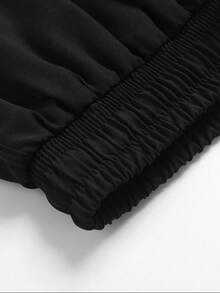 Pantalones cortos deportivos para hombres - Elásticos, no transparentes, diseño de 2 en 1 a la moda, adecuados para el gimnasio y correr, lavables a máquina, negros de verano - Negro - Ver 5