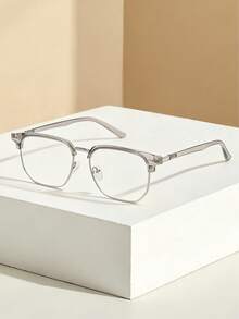 1pc Men's Fashion Decorative Non-Prescription Glasses, Suitable For Everyday Wear, St. Patrick's Day - Grey - View 8
