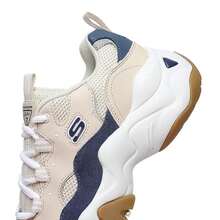 Skechers 女士休闲鞋，舒缓熊猫鞋，D'LITES系列时尚系带运动鞋，简约舒适日常休闲运动鞋 149094-TNV - 褐色/海軍藍色 - 查看 7