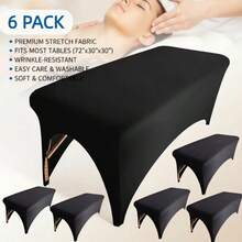 NIMBUSKNIT 1/2pc 6FT Professional Spa Bed Cover - Heavy-Duty Elastic Lash & Massage Bed Protector, Stretch-Resistant & Wrinkle-Free, Salon Essential, Stylish Design, Smooth Texture, Machine Washable, Suitable For Massage, Waxing, Tattooing, Great For Salon Setup, Comfortable & Clean - màu đen - Xem 14