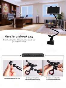 Adjustable Lazy Bracket 1pc Universal Flexible Gooseneck Phone Holder, 360° Rotatable Bed/Desk Clamp Stand, Compatible With Apple And Android Phones, Great Gift For Birthday, Family And Friends, Suitable For Office, Dorm And Home Use, Spring Gift - Multicolor - View 3