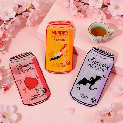 Fantasy Romantic Drink Can-Shaped Acrylic Bookmarks, Interesting "Reader Energy Drink" Copy Reading Marker Bookmarks, Suitable As Holiday Cultural And Creative Bookmark Gifts For Book Lovers, Readers, And Fantasy Enthusiasts