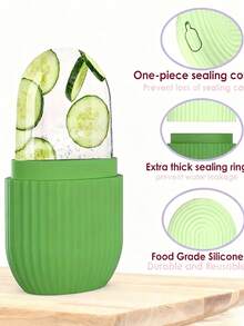 3/2/1件装硅胶冰敷按摩滚轮，硅胶面部按摩工具，西瓜冰敷滚轮，硅胶冰滚轮，面部按摩冰模，条纹面部冰滚轮，冰滚轮面部按摩器。适用于面部、眼部和颈部；冰敷护肤，居家面部护理配件。 - 彩色 - 查看 11