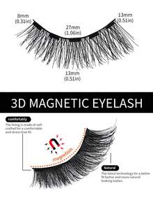 MAANGE 3 Pairs Magnetic Eyelashes Set, Portable Magnetic Lashes, Natural Look, Upgraded Magnetic Lashes, Easier To Wear And Remove, Travel Essential, Holiday Gift Guide, Beach Vacation, Camping Trip, Europe Backpacking, Natural Thin & Curly, Enlarging Eyes, Suitable For Women's Travel, Party, Work, Great Gift For Her, Elongating Outer Corners, Widening Eyes - Natural Lashes - View 8