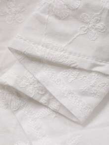 Livesso Women's Embroidered 100% Cotton Loose Fit Contrast Button Shirt - Beige - View 5