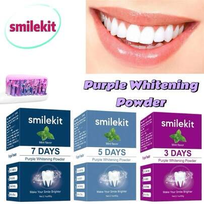 Exclusive Design Teeth Whitening Purple Whitening Tooth Powder, Deep Cleaning, Fresh Breath, 60g Teeth Whitening Powder, 3-Day Whitening, Travel-Friendly Purple Whitening Tooth Powder