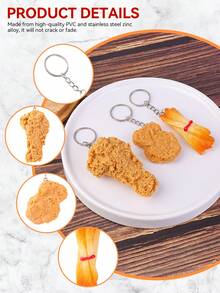 JELLOO 1/5 Fried Chicken Leg Keychain - Funny PVC Food Model, With Ring Buckle, Realistic Chicken Wing And Leg Design, Great Gift, Novelty Keychain | Interesting Design | Durable Keychain, Chicken Leg Keychain - Realistic Fried Chicken Keychain - View 3
