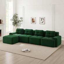 Sofas & Couches - Green + Corduroy + 4 Seat - View 1