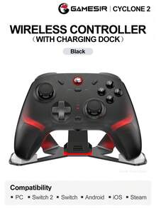 GameSir Cyclone 2 Game Controller, Kompatibel dengan 2, Windows 10, Windows 11, Steam, Android dan iOS Mobile Gaming, Dilengkapi dengan Joystick TMR Resistansi Magnetik, Pemicu Analog Efek Hall, Konversi Pemicu Sakelar Mikro, Gerakan Giroskop 6-Axis, Bilah Lampu RGB, Motor Getaran, Baterai 860mAh, Fungsi Turbo, Mendukung Konektivitas Bluetooth, Kabel dan Adaptor Nirkabel - Siklon 2 - View 14