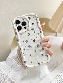 Flower Starry Cream Pattern White Glossy Painted Cartoon Shockproof Phone Case Compatible With IPhone 14, 14 Pro, 14 Pro Max, 13, 13 Pro, 13 Pro Max, 11, 11 Pro Max, 12, 12 Pro, 12 Pro Max, XR, XS, 15, 15 Pro, 15 Pro Max, 16, 16 Pro, 16 Pro Max, 17, 17 Pro, 17 Air, 17 Pro Max - Multicolor - View 2