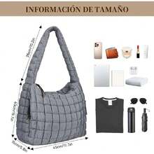 Bolsa Tote Acolchada para Mujer Bolso acolchado grande Bolso acolchado de mano Bolso blando Puffy Crossbody Bolsos Puff Purse,41118223 - Burdeos - Ver 6