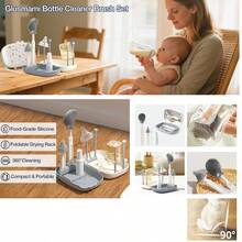 6-In-1 Set Silicone Bottle Brush, Pacifier Brush, Straw Cleaning Tool, Bottle Mouth Brush, 6-In-1 Set - Mocha Brown - View 10