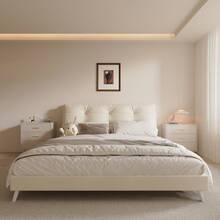 Cómoda de 3 cajones con acentos dorados y textura de lino, cómoda blanca estrecha, armario con 3 cajones, mesita de noche para dormitorio, mesa auxiliar para sala - Blanco - Ver 6