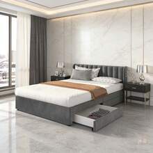 Bed Bases & Foundations - Gray + Velvet + 160cm*200cm - View 1