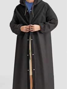 一件可重复使用的雨披，采用EVA防水材料制成，带帽，宽松长袖设计，方便户外活动。 - 彩色 - 查看 10