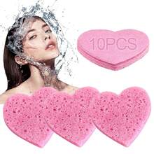 Compressed Cellulose Heart Shape Facial Sponges Natural Cosmetic Spa Sponges Reusable For Facial Cleansing Exfoliating - Coral Pink - View 24