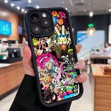 Personajes coloridos sobre fondo de grafiti. Esta elegante funda es compatible con Samsung, Apple, VIVO, OPPO, , Transsion, ,  y Honor. Fabricada en silicona TPU, ofrece protección contra golpes y caídas, además de una sensación superior. Es un regalo ideal para familiares, amigos y seres queridos, y la opción perfecta para San Valentín y Año Nuevo. - Negro - Ver 3