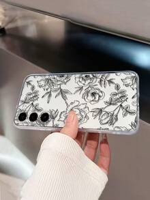 1pc Thick Transparent Floral Painted Anti-Drop Phone Case, Compatible With Samsung Galaxy S26/S26PLUS/S26 Ultra, S25/S25PLUS/S25 Ultra, A17/A07/A16/A36/A26/A56/A50/A12/A32/A52/A72/A51/A21S/A13/A14, S24/S24PLUS/S24Ultra, S22/A52/A53/A54/A55, 11/12Pro/12/12X/13Pro/14Pro/15Pro, Redmi 10/9/Note9/12c/Note11pro/Note8Pro - Multicolor - View 6