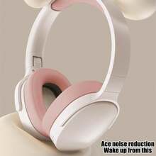 Wireless Over-Ear Bluetooth Headphones, Deep Bass Wireless Headphones With Mic, Noise Isolating, Lightweight Folding HiFi Stereo Headset For Travel/Tablet/PC/Home - 粉色 - 查看 8