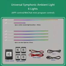 FILIPLI Kit de iluminação ambiente interna para carro 18 em 1, fitas de luz neon RGB, luzes decorativas coloridas, controlado por aplicativo. - HC - Ver 9