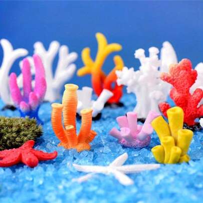 Artesanía de resina de coral en miniatura, erizo de mar, anémona de mar, decoración de acuario