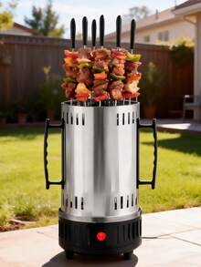 360° Rotating Electric Kebab Grill, Mini Self-Service BBQ Machine With 6 Skewers, Suitable For Grilling Meat, Fish, Home BBQ Parties - View 2